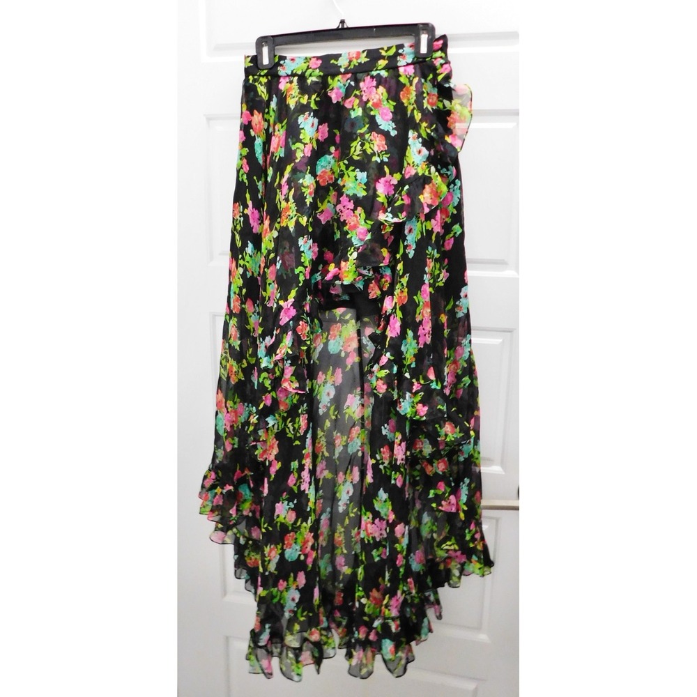 Caroline Constas Callista Skirt High Low Black Floral Skirt sz‎ S